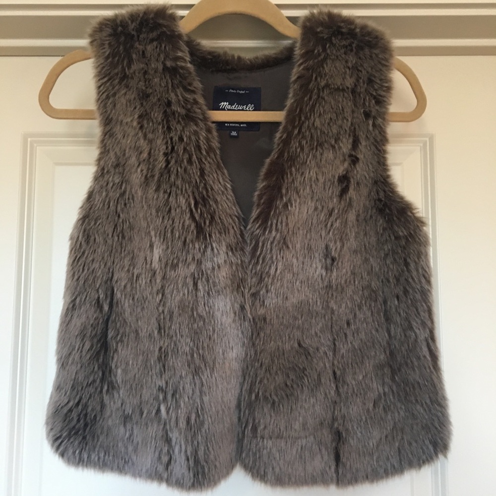 Madewell Brown Faux Fur Vest (xs)